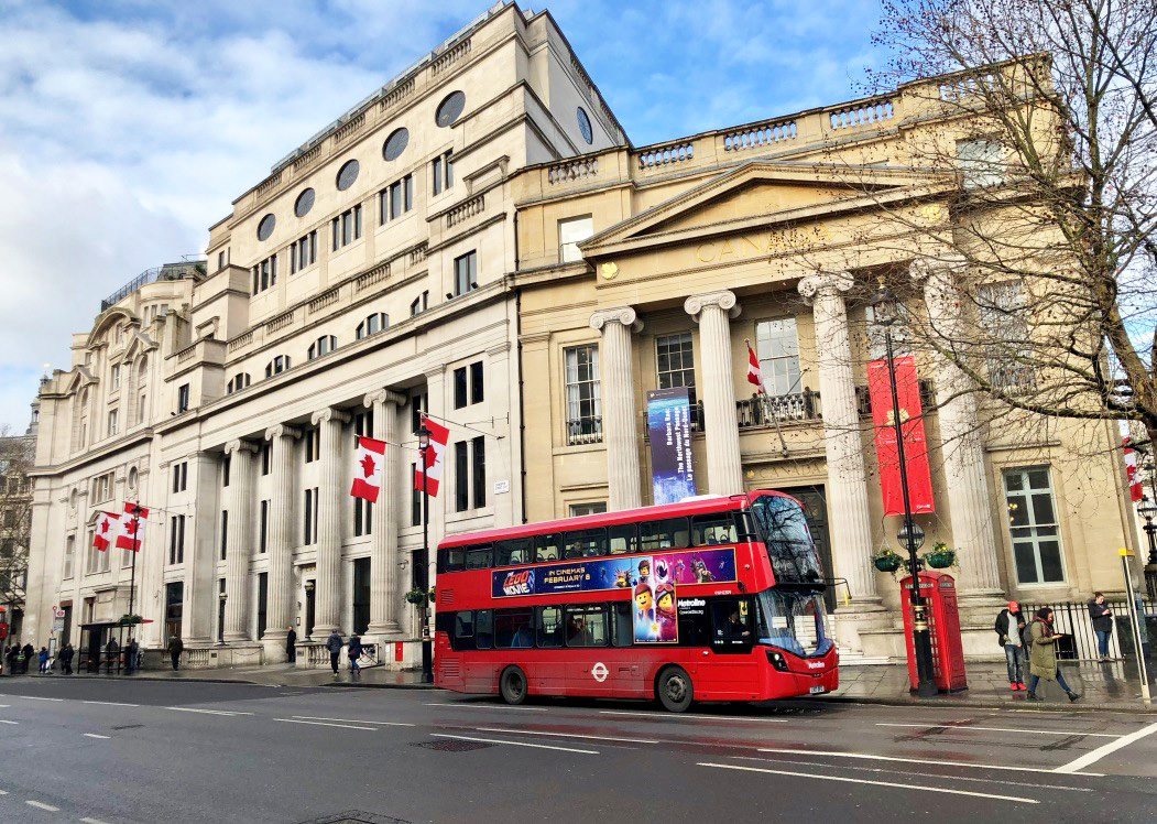 An exterior shot of Canada House, in London, England