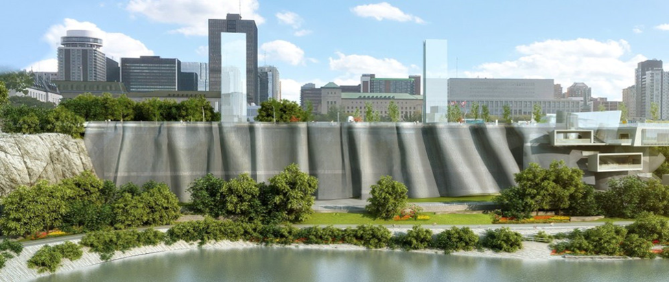 A rendering of the Cliff Energy Centre's curtain wall design.